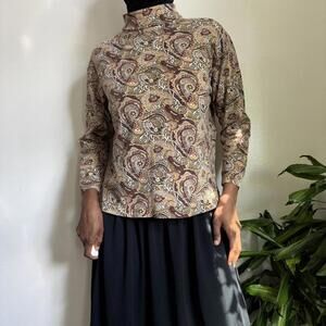 Vintage paisley turtleneck long sleeves boho sweater size L